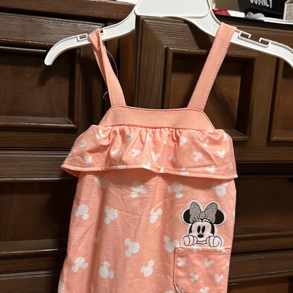 Disney Minnie Mouse Baby Girls Peach Color   Romper. Size 24 months NWOT. - Picture 2 of 6